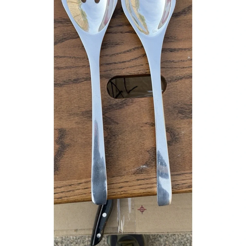 Nambe Salad Serving Set‎ Spoon Fork Stainless Steel 57C Modern Design